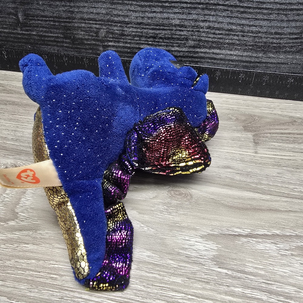 TY‎ Beanie Boos 6" Sapphire Blue Gold Dragon Plush Stuffed Animal Dinosaur - Picture 4 of 10